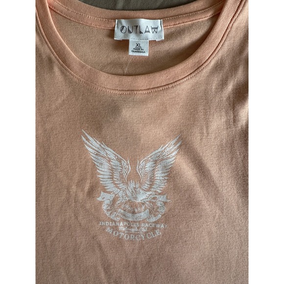 Outlaw tank Women XL Peach Pink Wings Indianapolis Raceway Motorcycle Club Biker - Picture 4 of 8